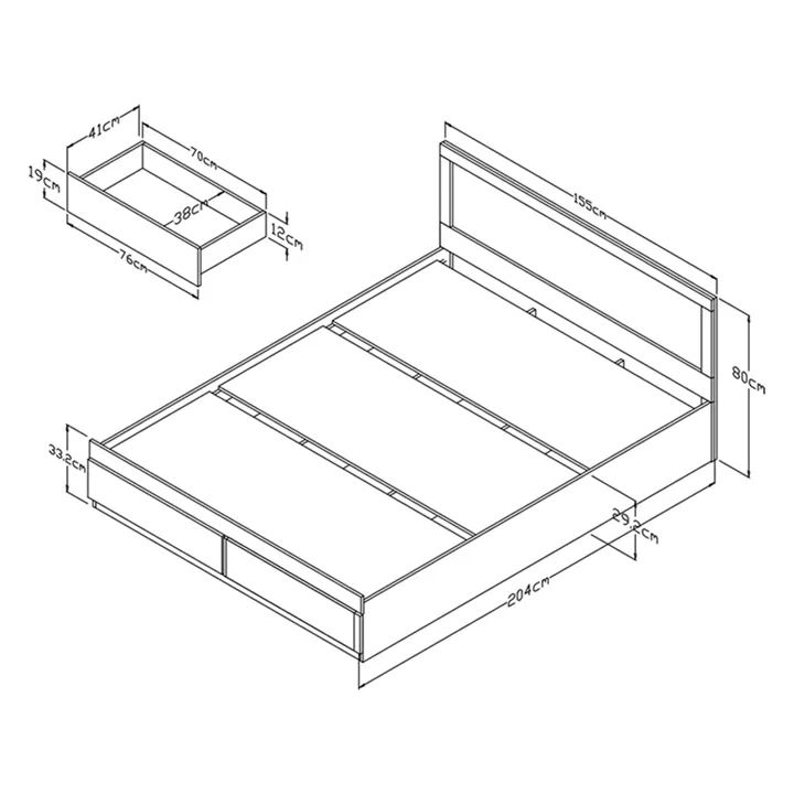 Bed with drawer and mattress Olympus-Nemesis pakoworld white 150x200cm