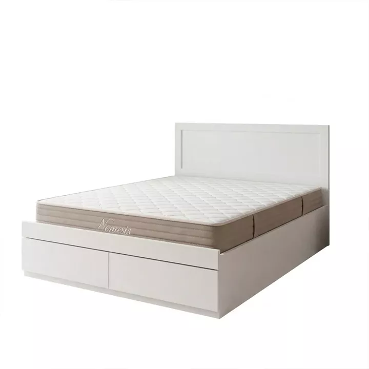 Bed with drawer and mattress Olympus-Nemesis pakoworld white 150x200cm