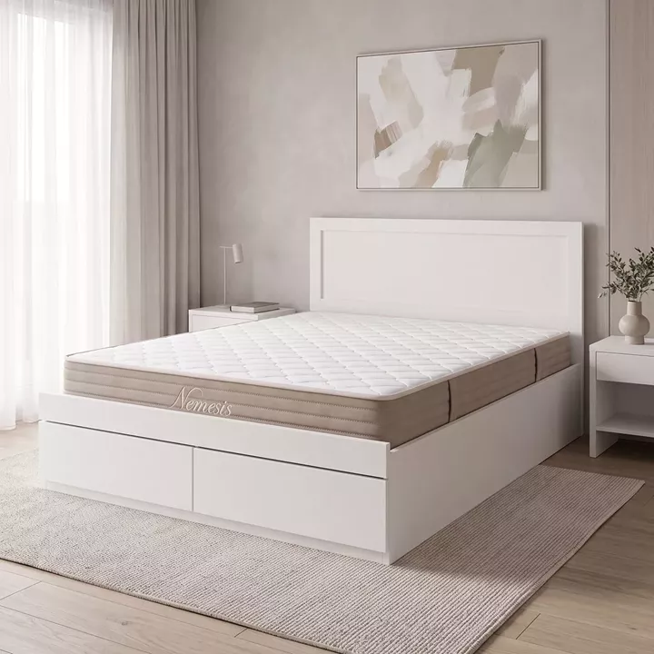 Bed with drawer and mattress Olympus-Nemesis pakoworld white 150x200cm