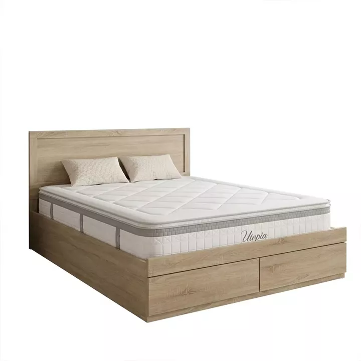 Bed with drawer and mattress Olympus-Utopia pakoworld sonoma 150x200cm