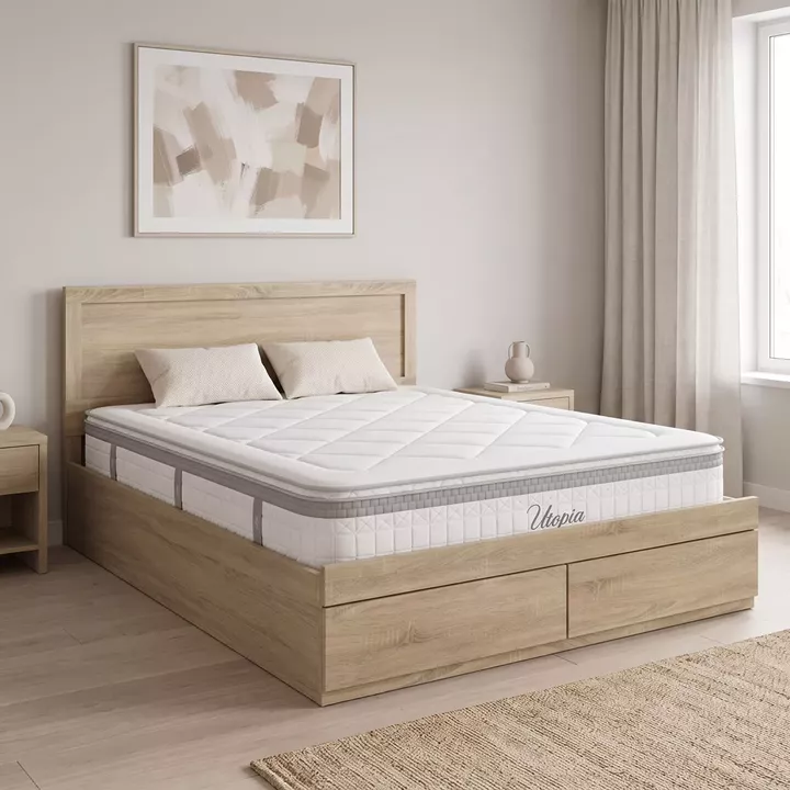Bed with drawer and mattress Olympus-Utopia pakoworld sonoma 150x200cm