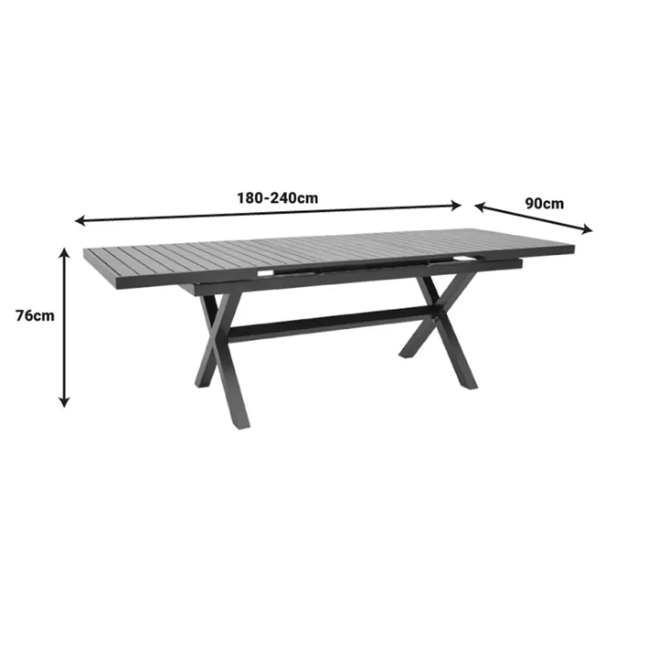 Dining set Dagyn Breze pakoworld set 7pcs anthracite aluminum with natural shade 180-240x90x76cm