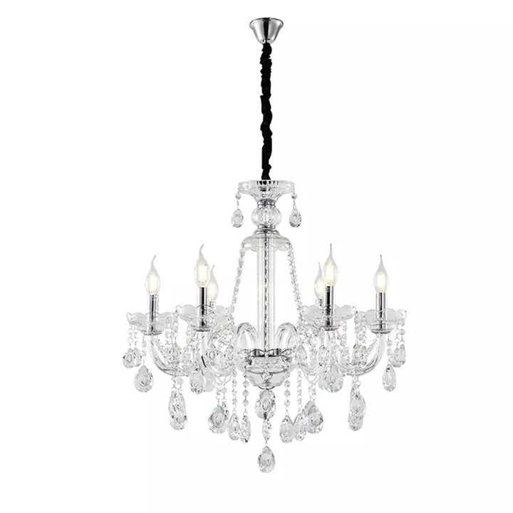 Artekko Chandelier Zara Πολυέλαιος 6φωτος Διάφανο Κρύσταλλο (60x60x70)cm