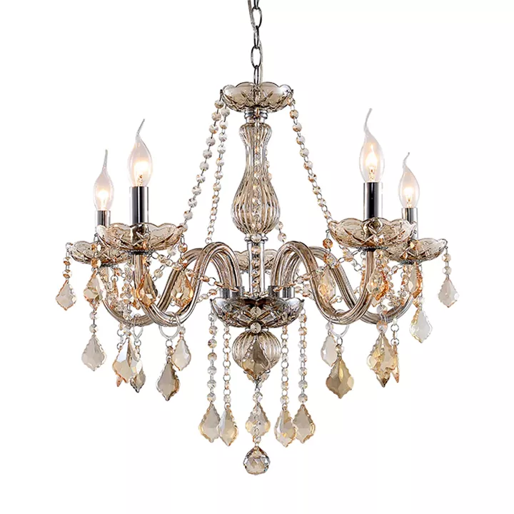 Artekko Chandelier Luna Πολυέλαιος 5φωτος Σαμπανιζέ Κρύσταλλο (60x60x60)cm