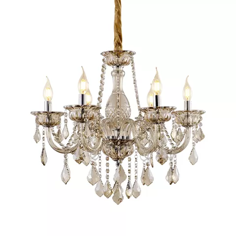 Artekko Chandelier Champ Πολυέλαιος 6φωτος Σαμπανιζέ Κρύσταλλο (60x60x60)cm