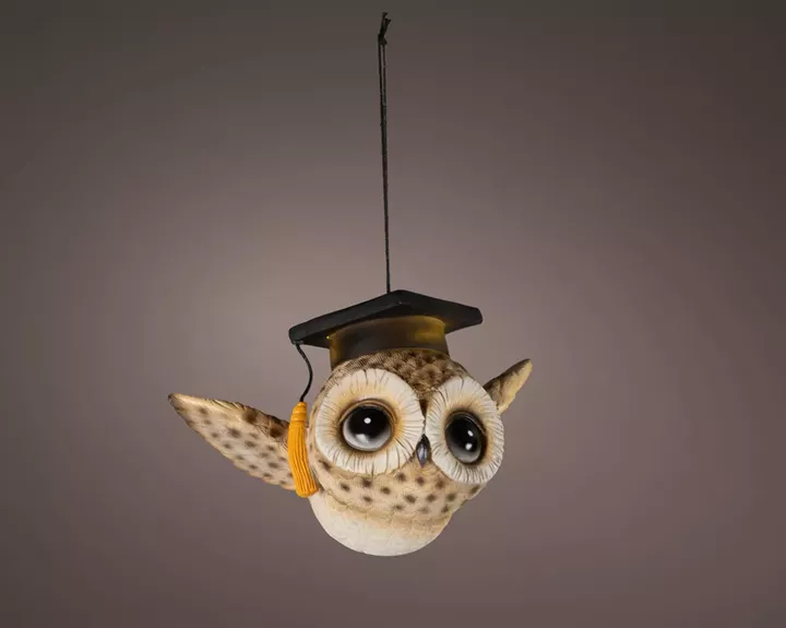 Beauty Home Φωτιζόμενη Κρεμαστή Κουκουβάγια LED Polyresin Καφέ 16 cm