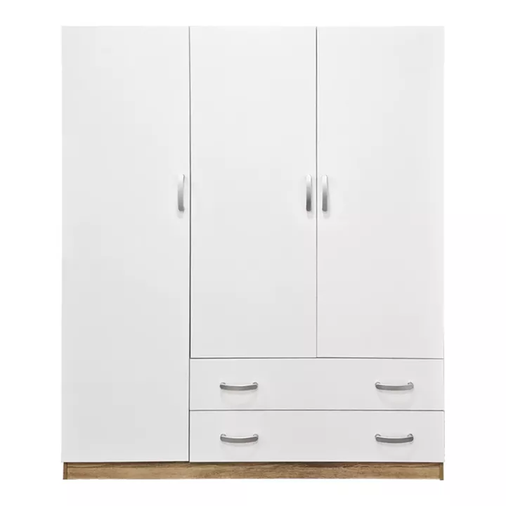 Three-leaf wardrobe with 2 drawers Alvia pakoworld white with sonoma 150x51x180cm