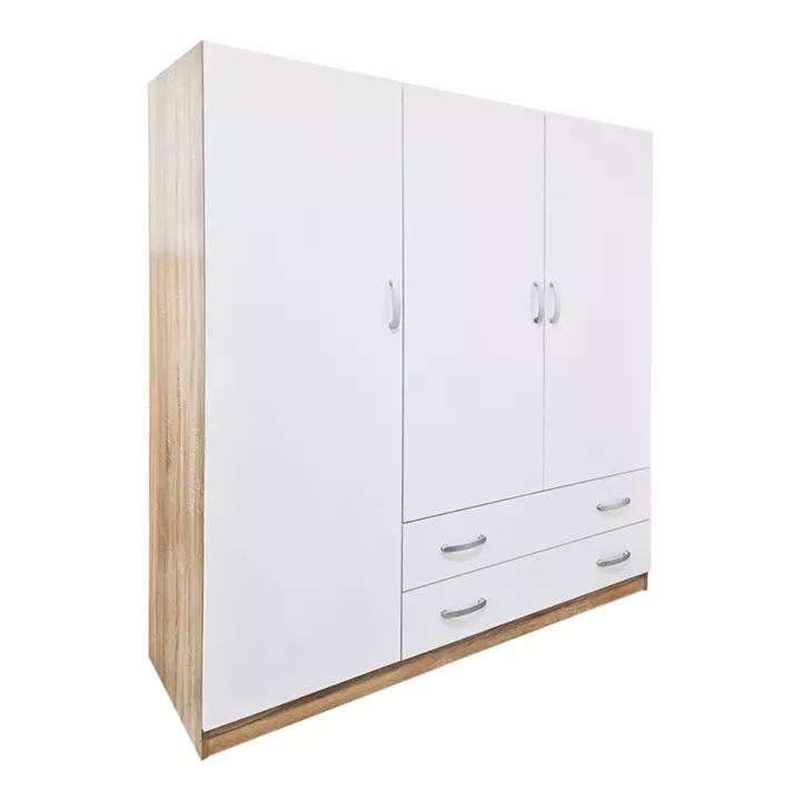 Three-leaf wardrobe with 2 drawers Alvia pakoworld white with sonoma 150x51x180cm