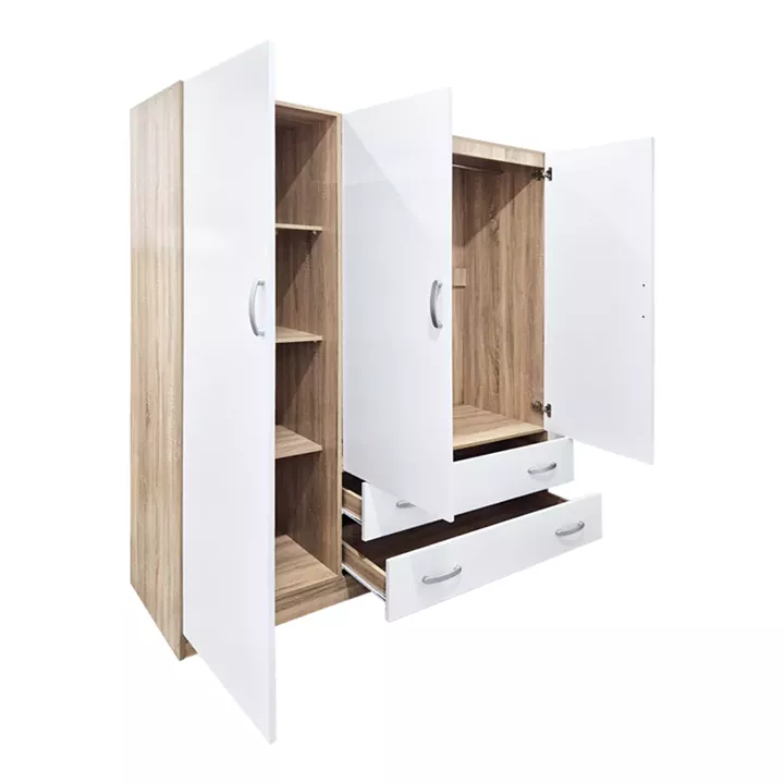 Three-leaf wardrobe with 2 drawers Alvia pakoworld white with sonoma 150x51x180cm