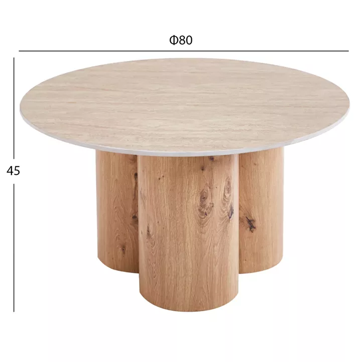 ΤΡΑΠΕΖΙ ΣΑΛΟΝΙΟΥ SILVA HM18443 ΚΕΡΑΜΙΚΟ TOP ΟΨΗ ΤΡΑΒΕΡΤΙΝΑΣ-MDF ΦΥΣΙΚΟ Φ80x45Υεκ.