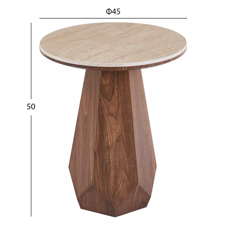 ΤΡΑΠΕΖΙ ΒΟΗΘΗΤΙΚΟ VENERA HM18442 ΚΕΡΑΜΙΚΟ TOP ΟΨΗ ΤΡΑΒΕΡΤΙΝΑΣ-MDF ΚΑΡΥΔΙ Φ45x50Υεκ.