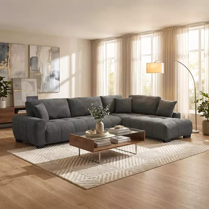 Corner sofa Vaneto pakoworld left corner anthracite fabric 298x208x85cm