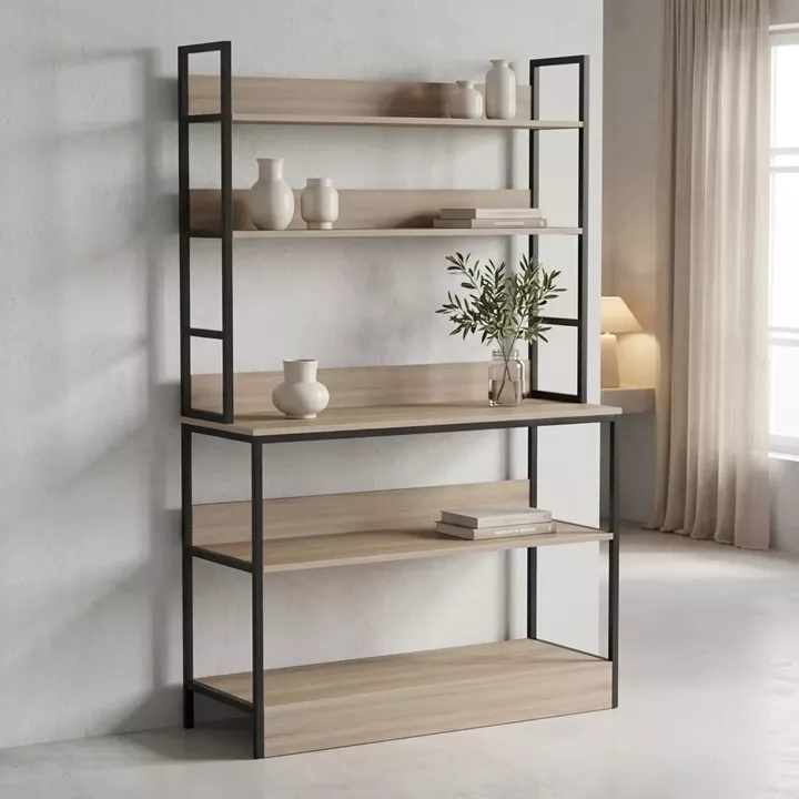 Επιδαπέδια ραφιέρα Oranis pakoworld sonoma-μαύρο 105x38x165εκ
