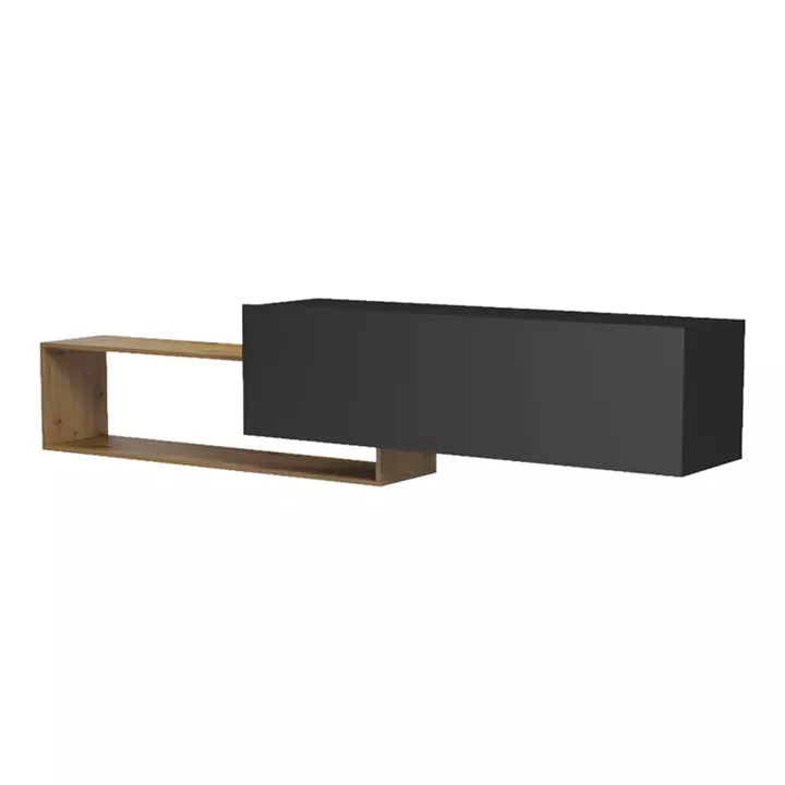 Wall mounted Tv stand Olande pakoworld oak-black 210x35x48cm