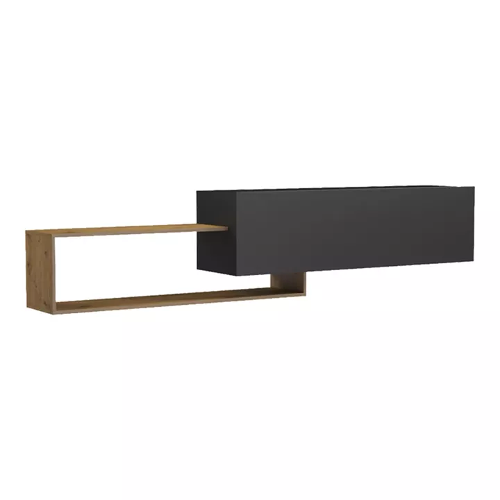 Wall mounted Tv stand Olande pakoworld oak-black 210x35x48cm