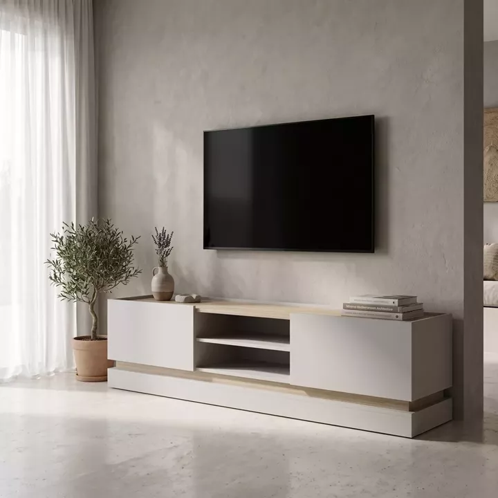 Έπιπλο τηλεόρασης Wendo pakoworld γκρι-sonoma 200x37x47εκ