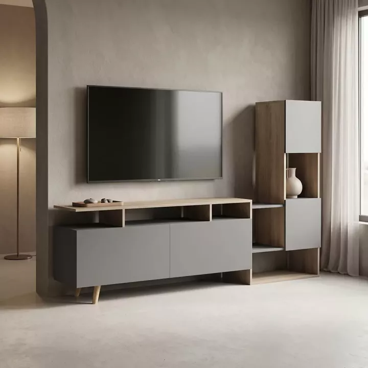 Tv unit Defry pakoworld sonoma-anthracite 177.5x31.5x110cm