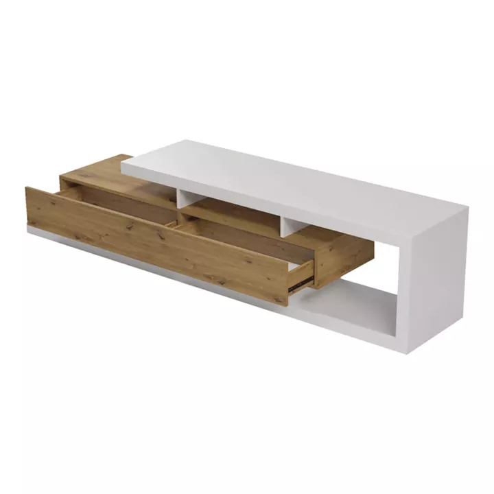 Έπιπλο τηλεόρασης Arbero pakoworld λευκό-oak 198x40x45εκ