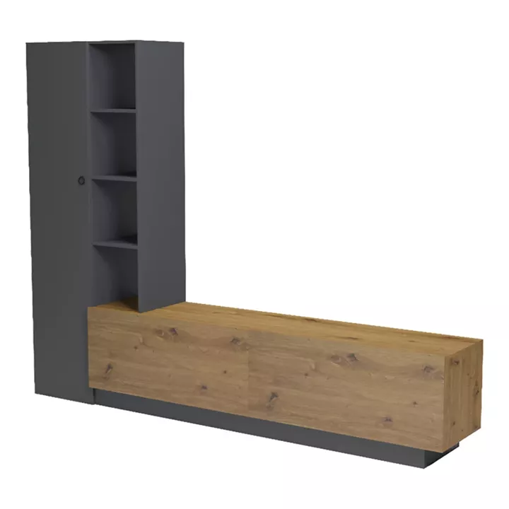Tv unit Tilveo pakoworld oak-anthracite 230x41.5x180cm