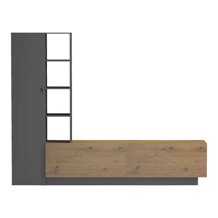 Tv unit Tilveo pakoworld oak-anthracite 230x41.5x180cm