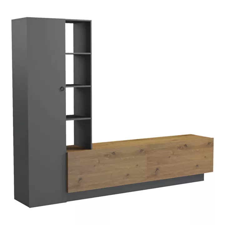 Tv unit Tilveo pakoworld oak-anthracite 230x41.5x180cm