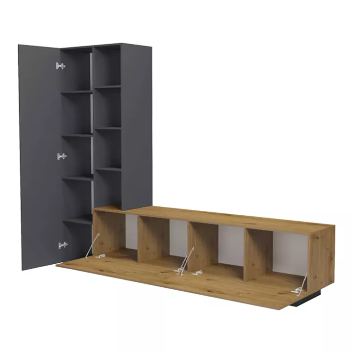 Tv unit Tilveo pakoworld oak-anthracite 230x41.5x180cm