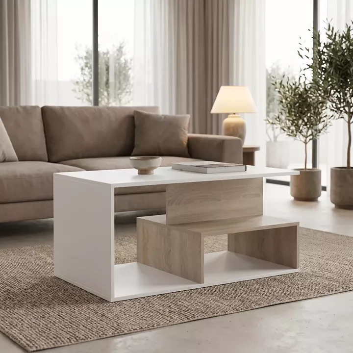 Coffee table Kelena pakoworld sonoma-white 90x51x43cm