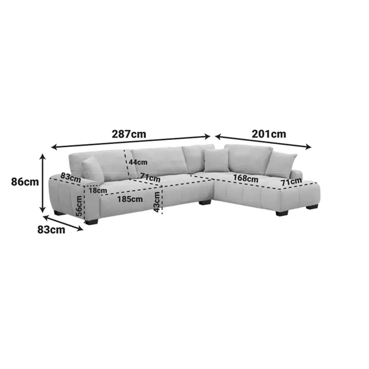 Corner sofa Vaneto pakoworld left corner beige fabric 298x208x85cm
