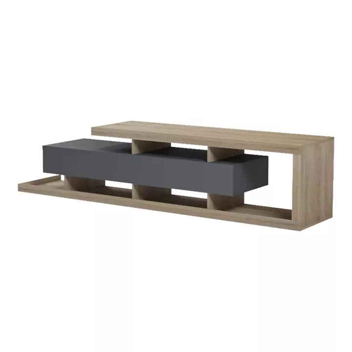 Έπιπλο τηλεόρασης Arbero pakoworld ανθρακί-sonoma 198x40x45εκ