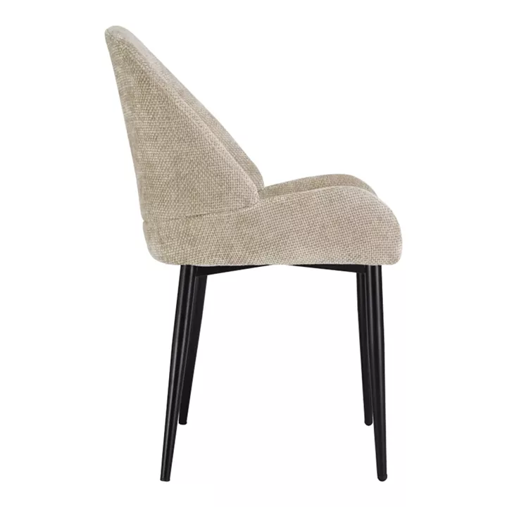 Chair Finda pakoworld beige fabric with black metal leg 59x58x86.5cm