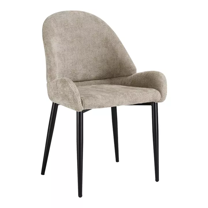 Chair Finda pakoworld beige fabric with black metal leg 59x58x86.5cm