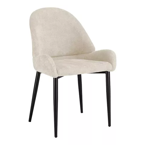 Chair Finda pakoworld white fabric with black metal leg 59x58x86.5cm