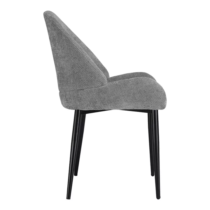 Chair Finda pakoworld grey fabric with black metal leg 59x58x86.5cm