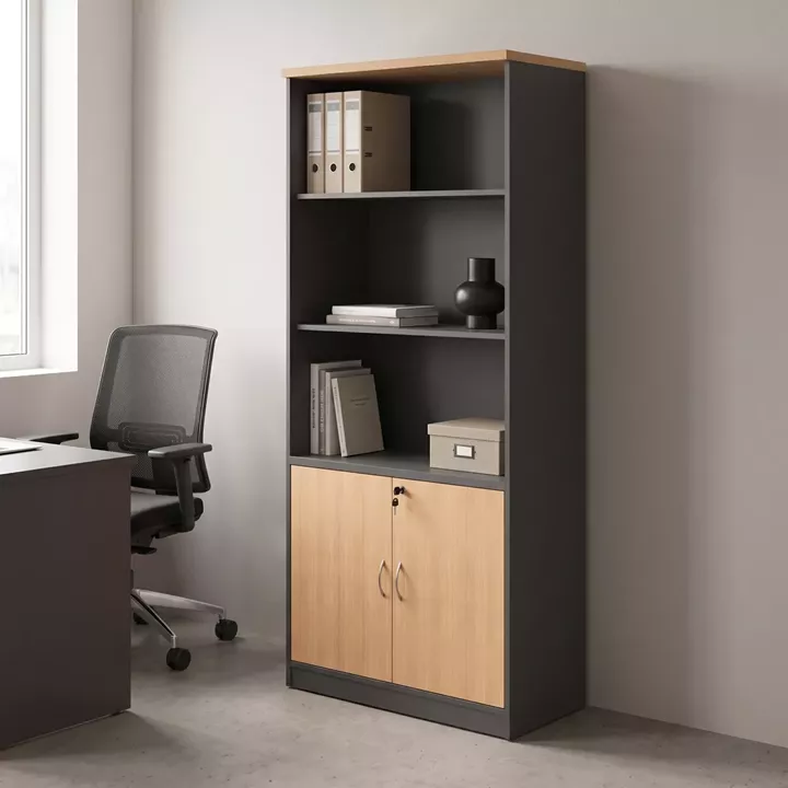 Professional bookcase Fesialo pakoworld natural-anthracite 80x40x180cm