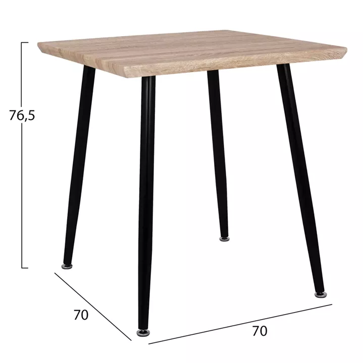 ΣΕΤ ΤΡΑΠΕΖΑΡΙΑΣ 3ΤΜΧ PALOMA HM21380.02 ΤΕΤΡΑΓΩΝΟ ΤΡΑΠΕΖΙ & 2 ΚΑΡΕΚΛΕΣ ΣΕ ΜΑΥΡΟ