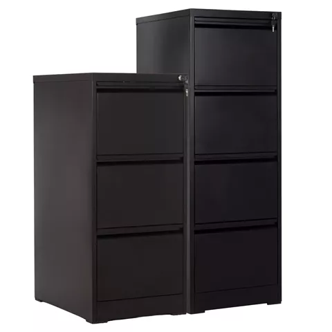 SET 2PCS OFFICE FILING CABINETS SIDER HM10995.01 BLACK METAL