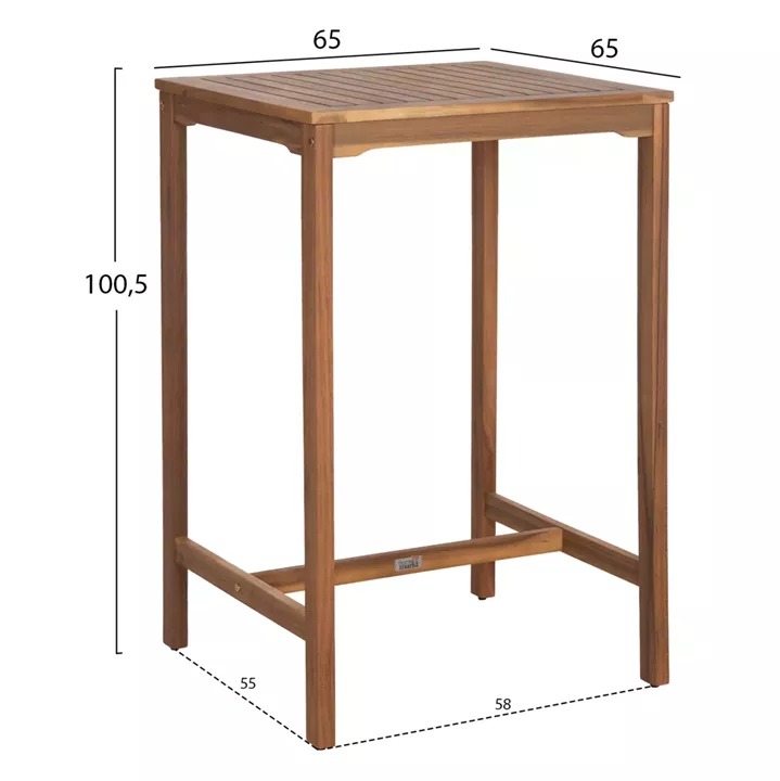 SET BAR STAND WITH 2 BAR STOOLS RUEN HM10978 ACACIA WOOD IN NATURAL--TWIST WICKER