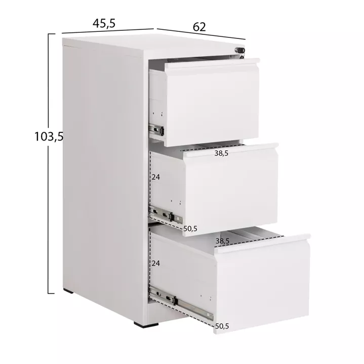 SET 2PCS OFFICE FILING CABINETS SIDER HM10995.02 WHITE METAL