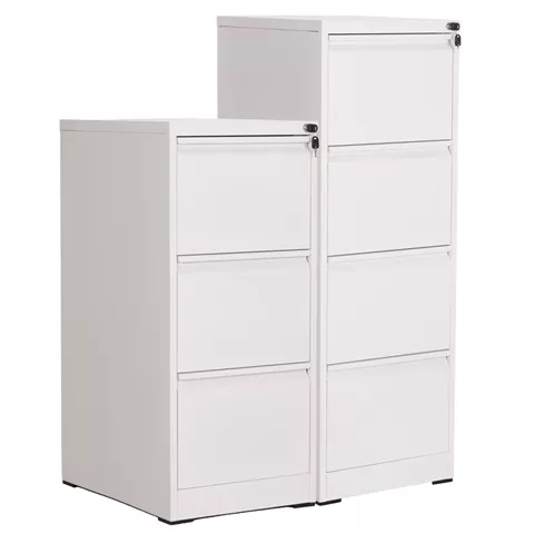 SET 2PCS OFFICE FILING CABINETS SIDER HM10995.02 WHITE METAL