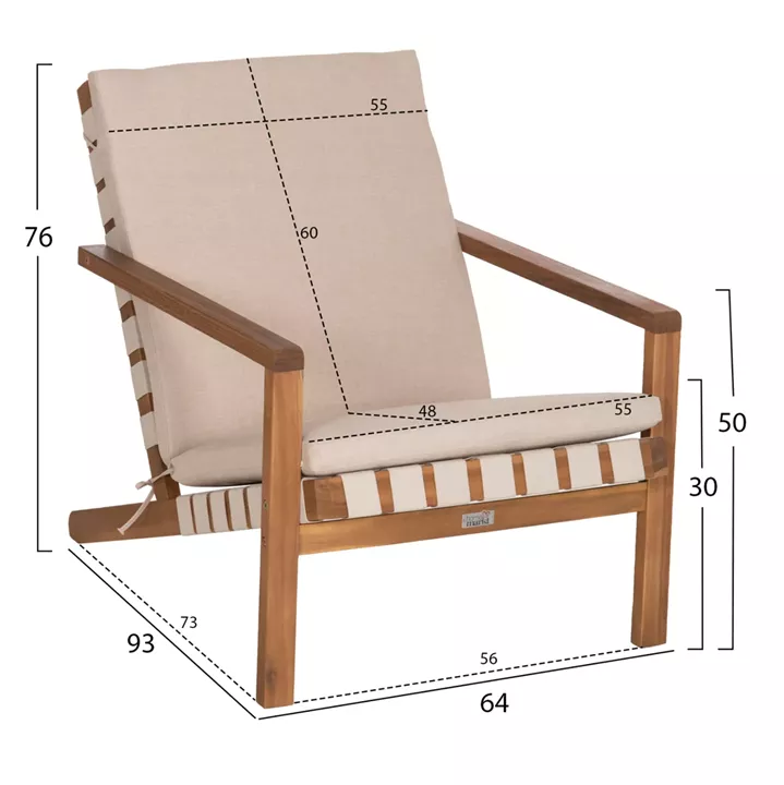 LOUNGE ΣΕΤ ΕΞ.ΧΩΡΟΥ 3ΤΜΧ DAME HM10982 ΞΥΛΟ ΑΚΑΚΙΑΣ--ΣΧΟΙΝΙ STRAP & ΜΑΞΙΛΑΡΙΑ ΣΕ ΜΠΕΖ