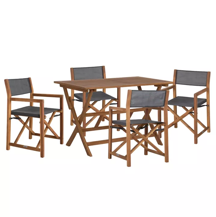 OUTDOOR DINING SET 5PCS SOUL HM10985.01 ACACIA WOOD--GREY TEXTILENE