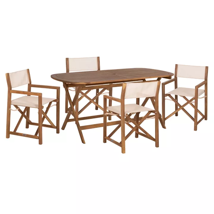 OUTDOOR DINING SET 5PCS SOUL HM10987.04 ACACIA WOOD--BEIGE TEXTILENE