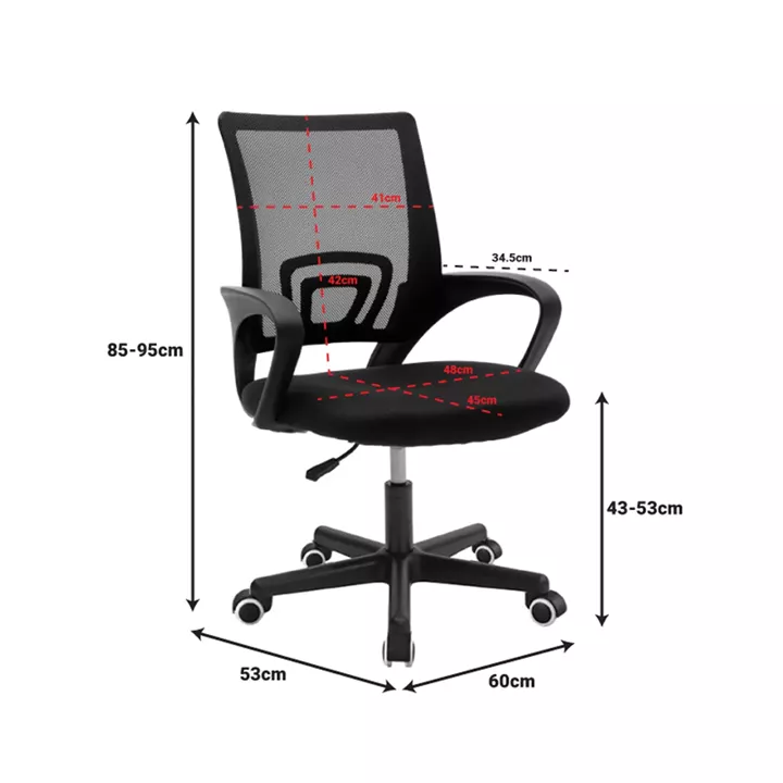Berto pakoworld recline office chair with mesh fabric in blue-black shade and chrome base 60x48x85-95cm