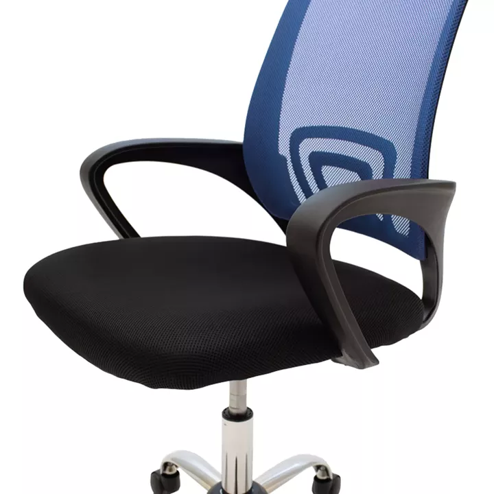 Berto pakoworld recline office chair with mesh fabric in blue-black shade and chrome base 60x48x85-95cm