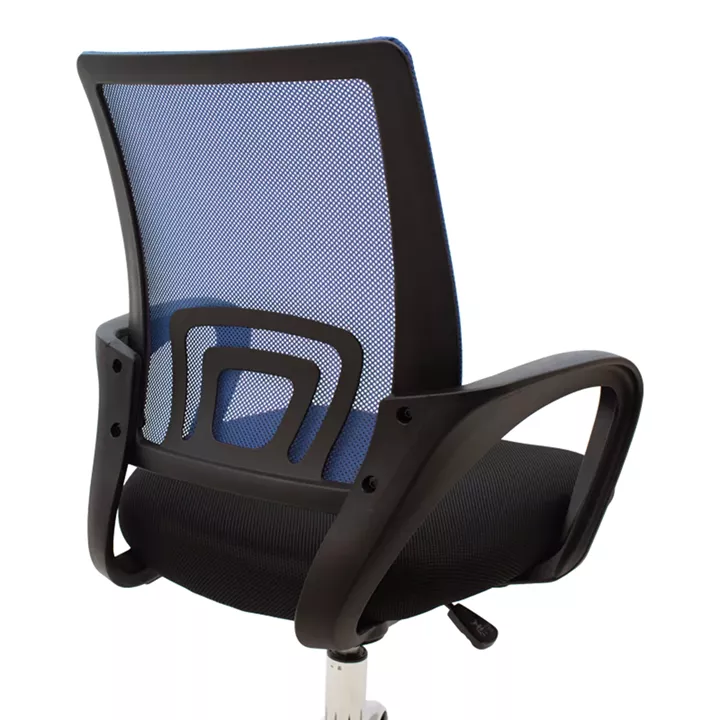 Berto pakoworld recline office chair with mesh fabric in blue-black shade and chrome base 60x48x85-95cm