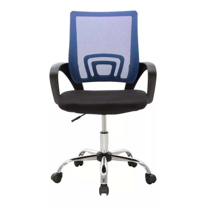 Berto pakoworld recline office chair with mesh fabric in blue-black shade and chrome base 60x48x85-95cm