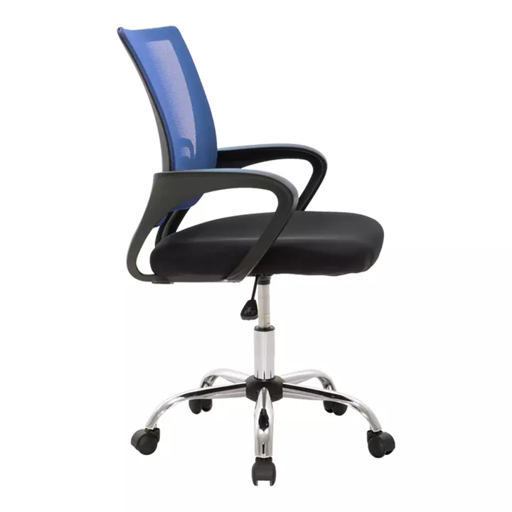 Berto pakoworld recline office chair with mesh fabric in blue-black shade and chrome base 60x48x85-95cm