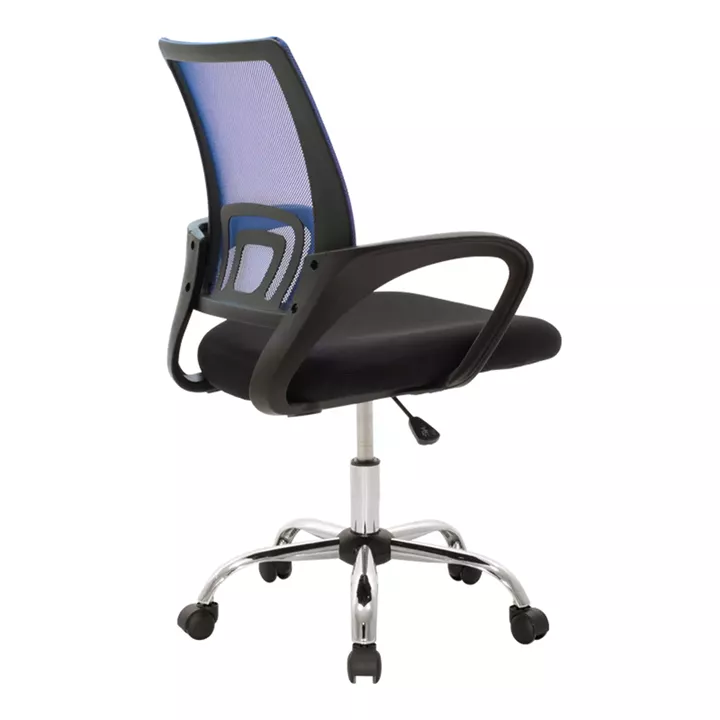Berto pakoworld recline office chair with mesh fabric in blue-black shade and chrome base 60x48x85-95cm