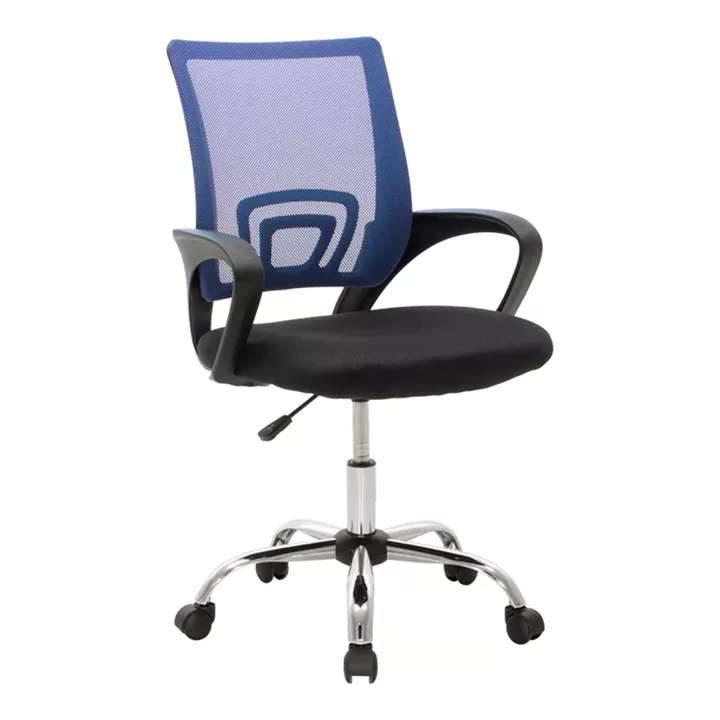 Berto pakoworld recline office chair with mesh fabric in blue-black shade and chrome base 60x48x85-95cm