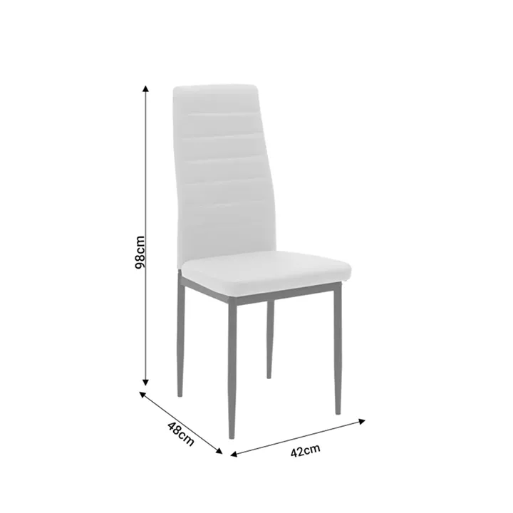 Dining Set with Parker white Chairs and Antoro Table glass with chrome base Φ100x75cm Set 5pcs
